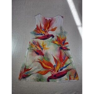 Leoma Lovegrove Bird of Paradise Tank Dress L Colorful Art Floral Pocket Size L